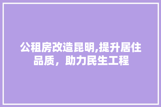 公租房改造昆明,提升居住品质，助力民生工程