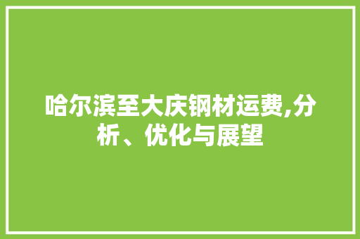 哈尔滨至大庆钢材运费,分析、优化与展望