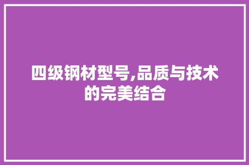 四级钢材型号,品质与技术的完美结合