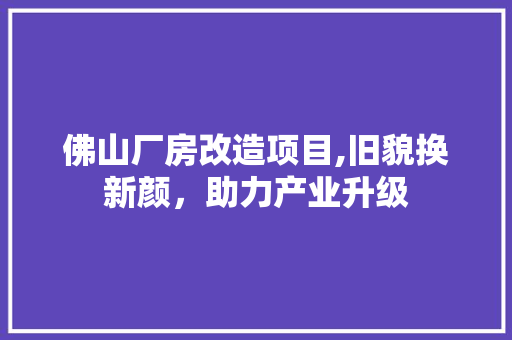 佛山厂房改造项目,旧貌换新颜，助力产业升级