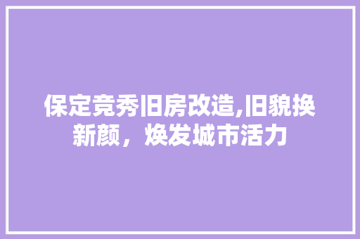 保定竞秀旧房改造,旧貌换新颜，焕发城市活力
