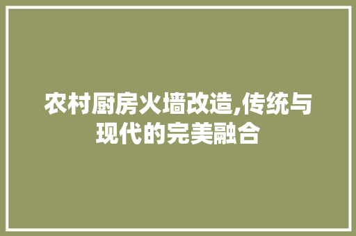 农村厨房火墙改造,传统与现代的完美融合