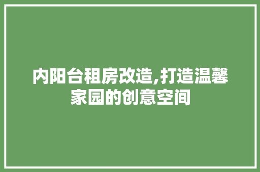 内阳台租房改造,打造温馨家园的创意空间