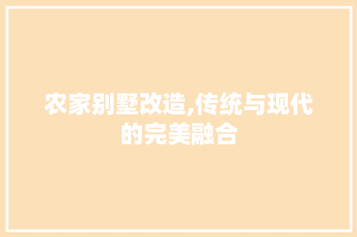 农家别墅改造,传统与现代的完美融合