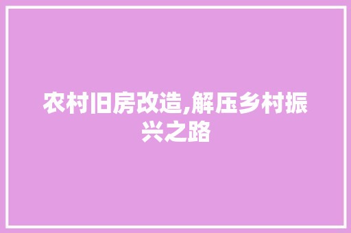 农村旧房改造,解压乡村振兴之路