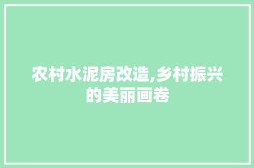 农村水泥房改造,乡村振兴的美丽画卷