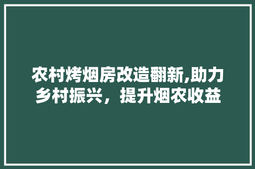 农村烤烟房改造翻新,助力乡村振兴，提升烟农收益