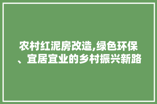 农村红泥房改造,绿色环保、宜居宜业的乡村振兴新路径