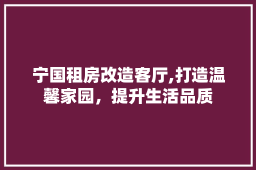 宁国租房改造客厅,打造温馨家园，提升生活品质