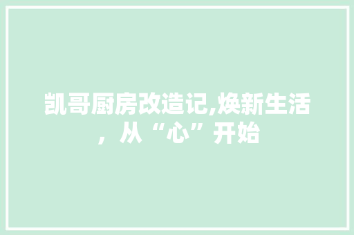 凯哥厨房改造记,焕新生活，从“心”开始