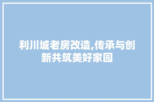 利川城老房改造,传承与创新共筑美好家园