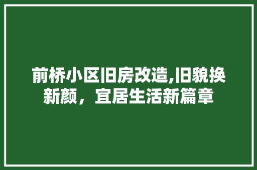 前桥小区旧房改造,旧貌换新颜，宜居生活新篇章