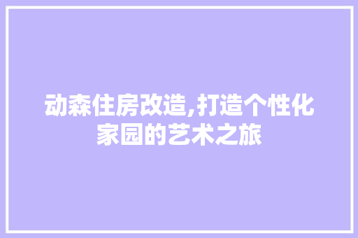 动森住房改造,打造个性化家园的艺术之旅