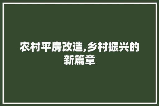 农村平房改造,乡村振兴的新篇章