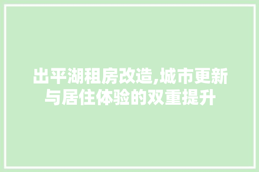 出平湖租房改造,城市更新与居住体验的双重提升