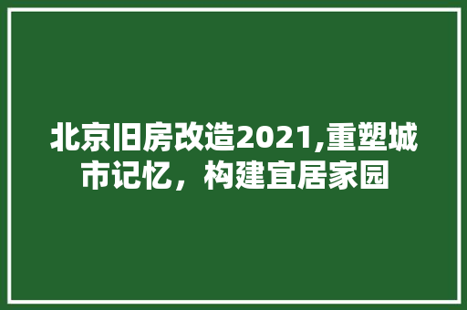 北京旧房改造2021,重塑城市记忆，构建宜居家园