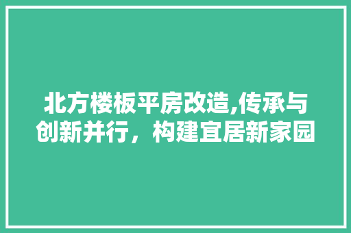北方楼板平房改造,传承与创新并行，构建宜居新家园