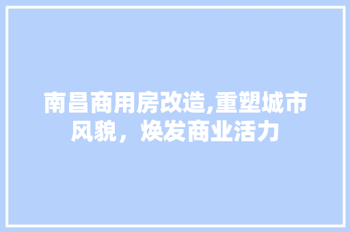 南昌商用房改造,重塑城市风貌，焕发商业活力