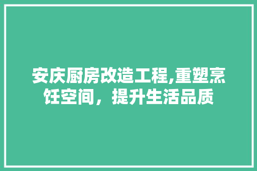 安庆厨房改造工程,重塑烹饪空间，提升生活品质