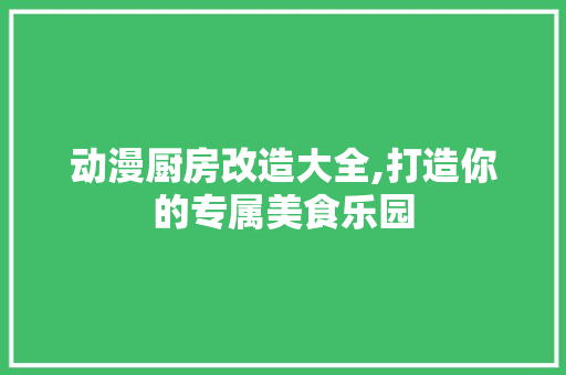 动漫厨房改造大全,打造你的专属美食乐园