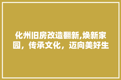 化州旧房改造翻新,焕新家园，传承文化，迈向美好生活