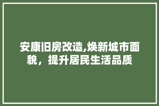 安康旧房改造,焕新城市面貌，提升居民生活品质