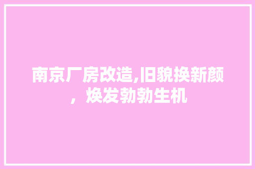 南京厂房改造,旧貌换新颜，焕发勃勃生机