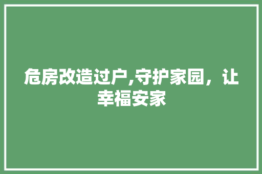 危房改造过户,守护家园，让幸福安家