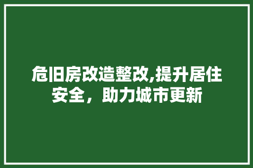 危旧房改造整改,提升居住安全，助力城市更新