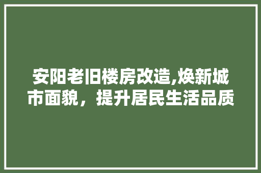 安阳老旧楼房改造,焕新城市面貌，提升居民生活品质