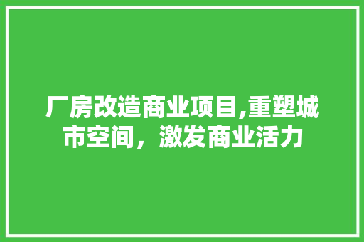 厂房改造商业项目,重塑城市空间，激发商业活力