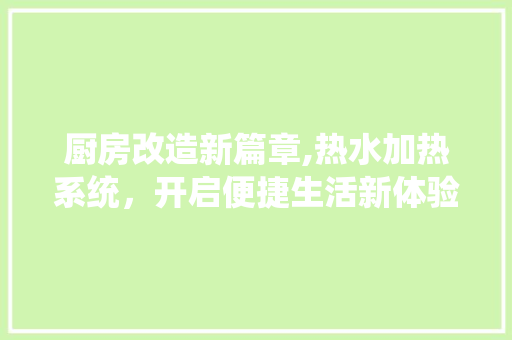 厨房改造新篇章,热水加热系统，开启便捷生活新体验
