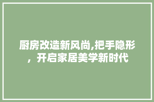 厨房改造新风尚,把手隐形，开启家居美学新时代