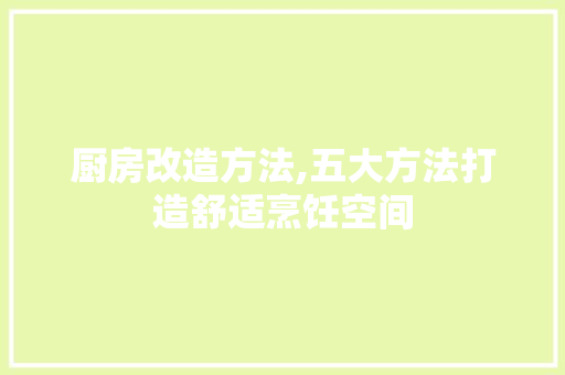 厨房改造方法,五大方法打造舒适烹饪空间