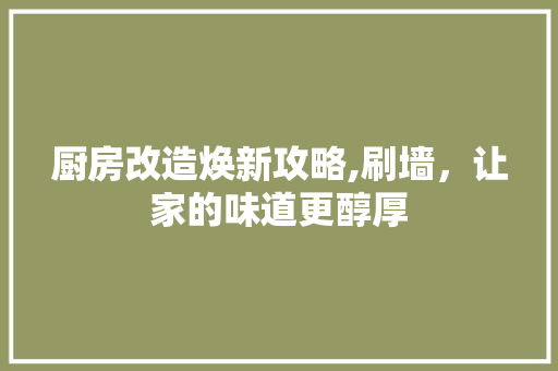 厨房改造焕新攻略,刷墙，让家的味道更醇厚