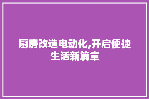 厨房改造电动化,开启便捷生活新篇章