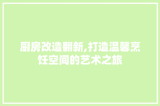 厨房改造翻新,打造温馨烹饪空间的艺术之旅