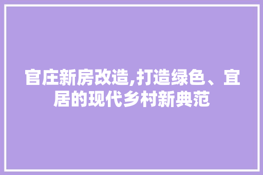 官庄新房改造,打造绿色、宜居的现代乡村新典范