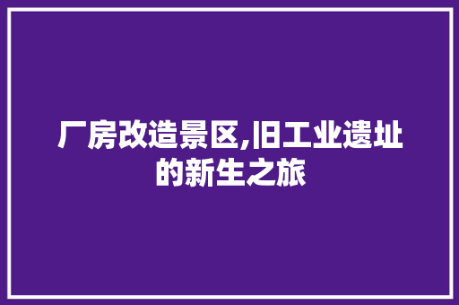 厂房改造景区,旧工业遗址的新生之旅