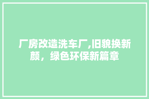 厂房改造洗车厂,旧貌换新颜，绿色环保新篇章