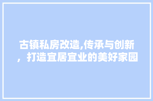古镇私房改造,传承与创新，打造宜居宜业的美好家园