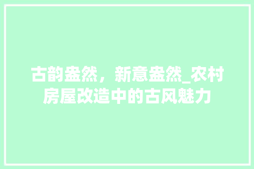 古韵盎然，新意盎然_农村房屋改造中的古风魅力