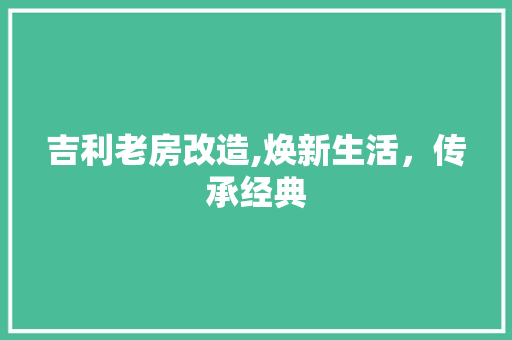 吉利老房改造,焕新生活，传承经典