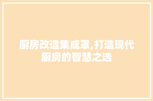 厨房改造集成罩,打造现代厨房的智慧之选