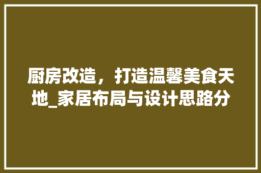 厨房改造，打造温馨美食天地_家居布局与设计思路分享