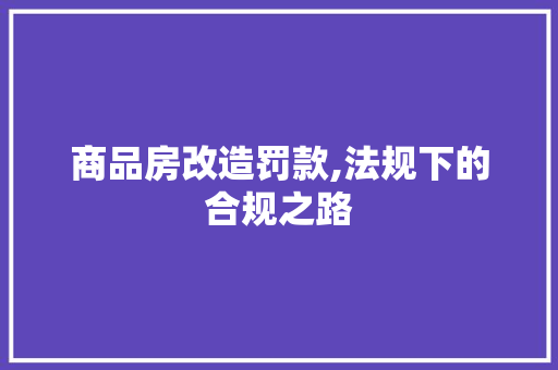 商品房改造罚款,法规下的合规之路