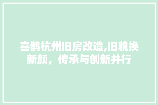 喜鹊杭州旧房改造,旧貌换新颜，传承与创新并行