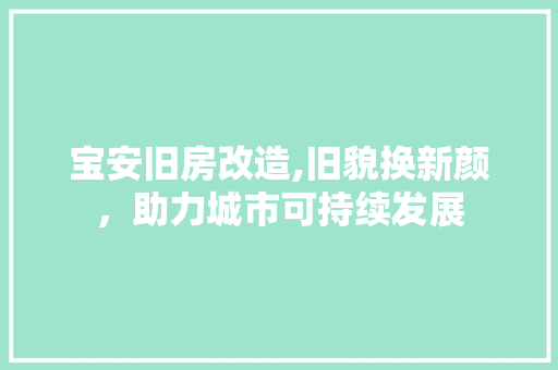 宝安旧房改造,旧貌换新颜，助力城市可持续发展
