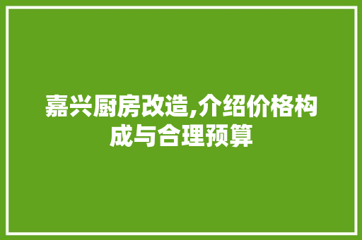 嘉兴厨房改造,介绍价格构成与合理预算