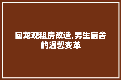 回龙观租房改造,男生宿舍的温馨变革